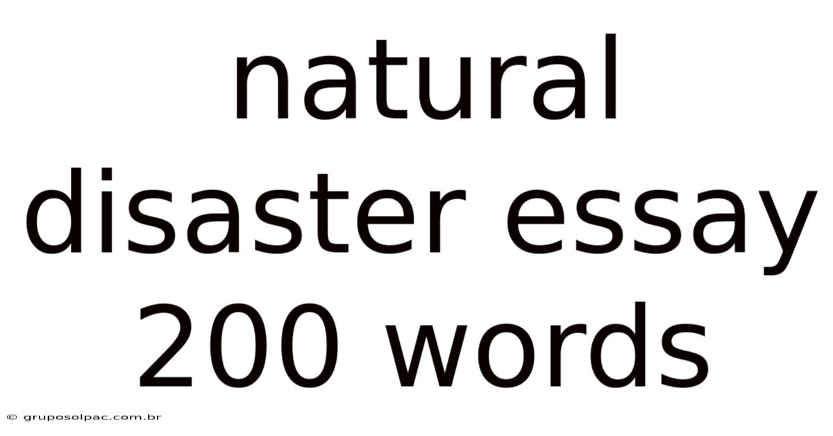Natural Disaster Essay 200 Words
