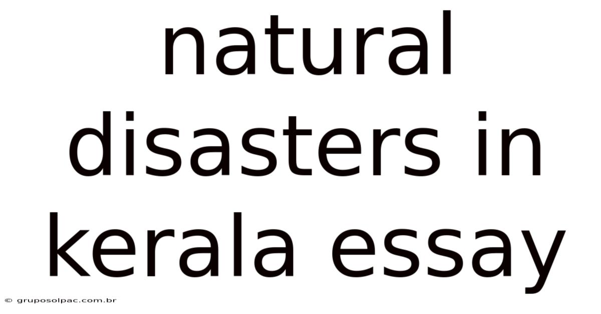 Natural Disasters In Kerala Essay