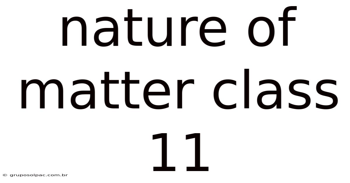 Nature Of Matter Class 11