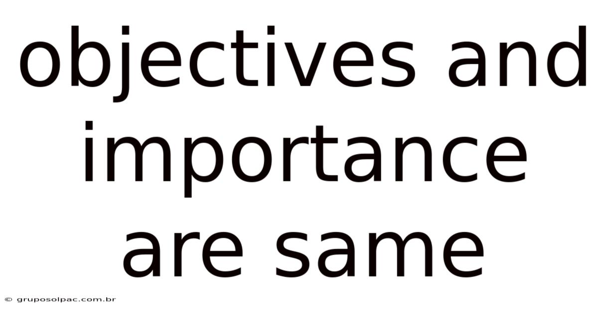 Objectives And Importance Are Same
