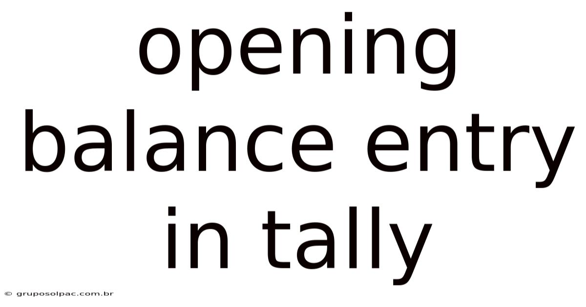 Opening Balance Entry In Tally