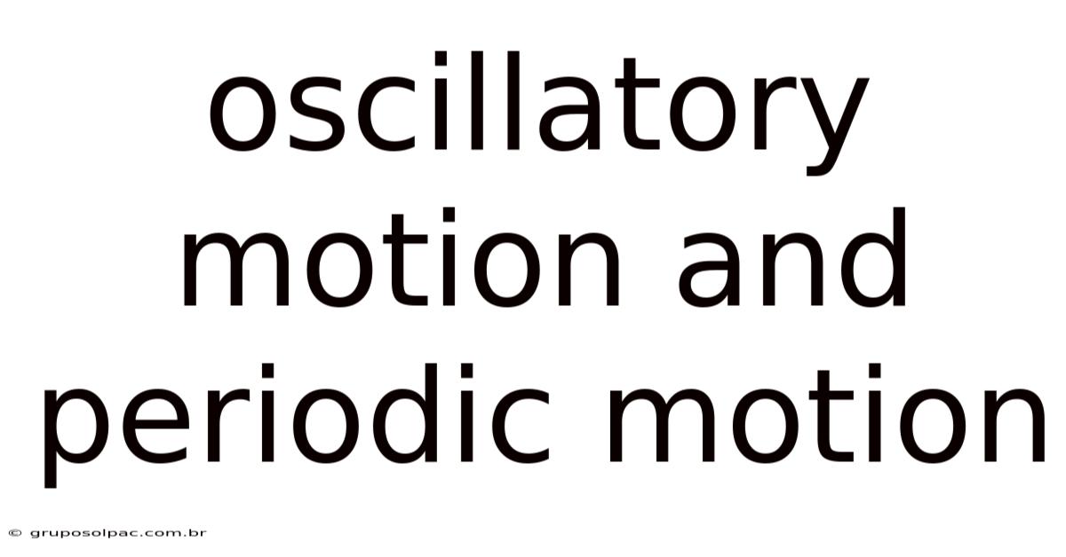 Oscillatory Motion And Periodic Motion