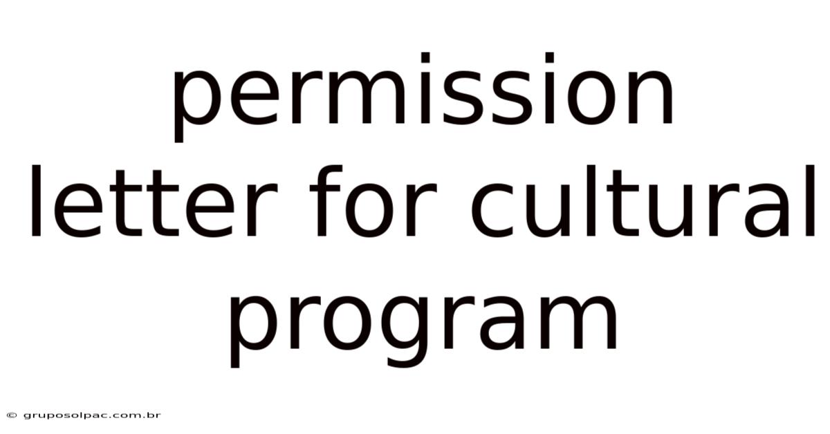 Permission Letter For Cultural Program