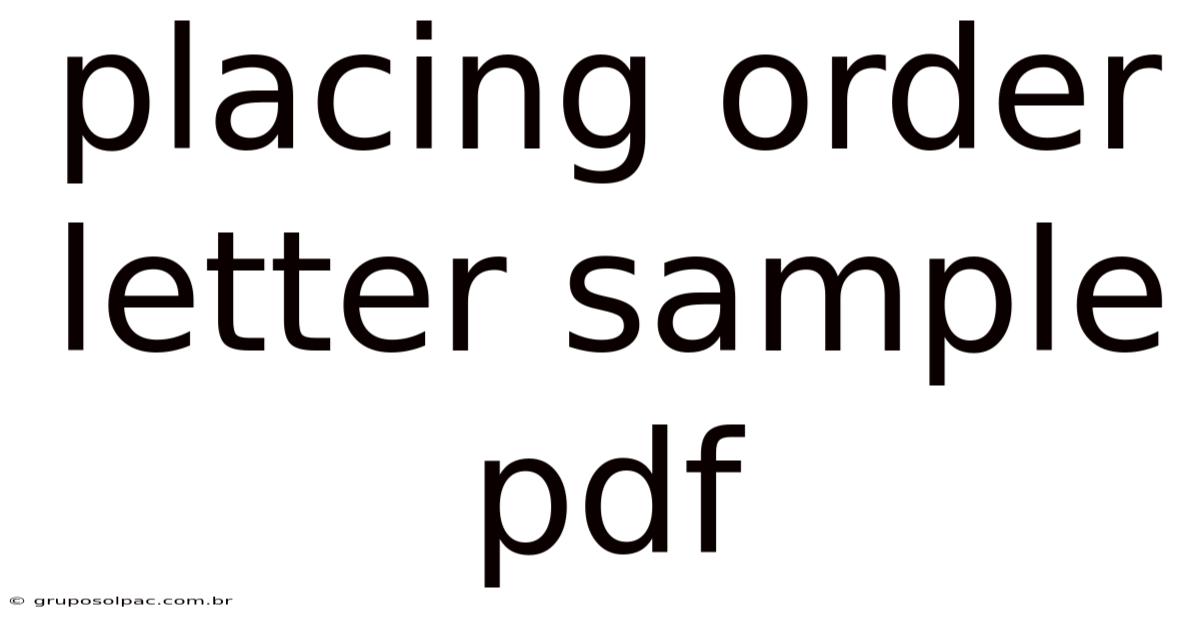 Placing Order Letter Sample Pdf