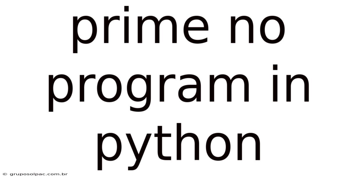 Prime No Program In Python