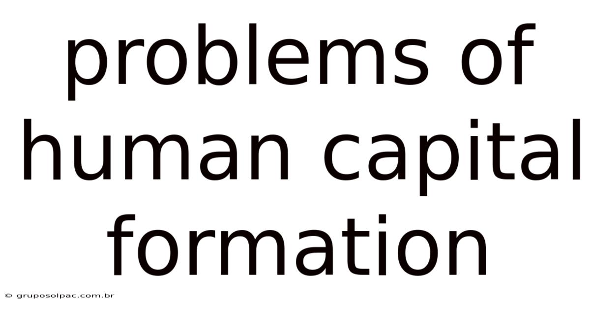 Problems Of Human Capital Formation