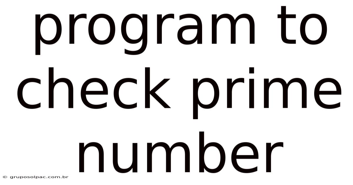 Program To Check Prime Number