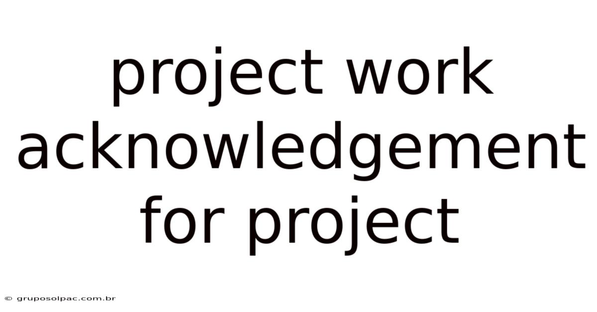 Project Work Acknowledgement For Project