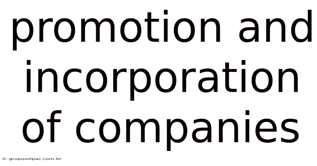 Promotion And Incorporation Of Companies