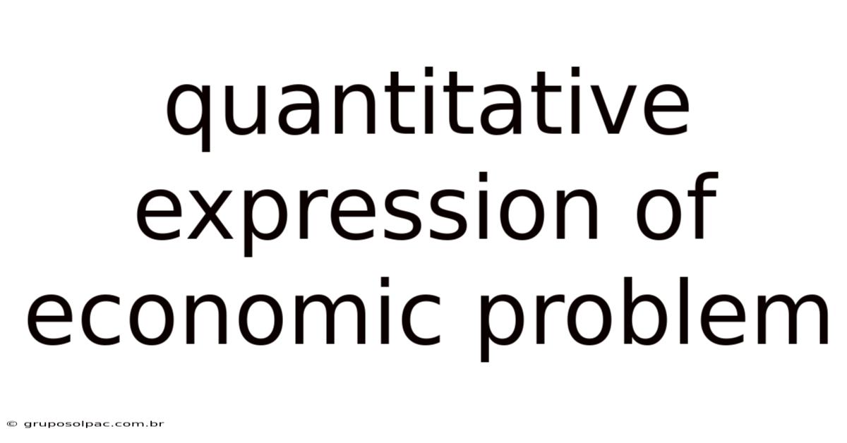 Quantitative Expression Of Economic Problem