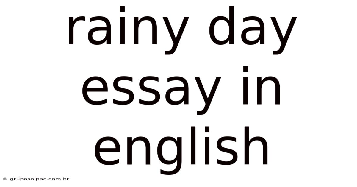 Rainy Day Essay In English