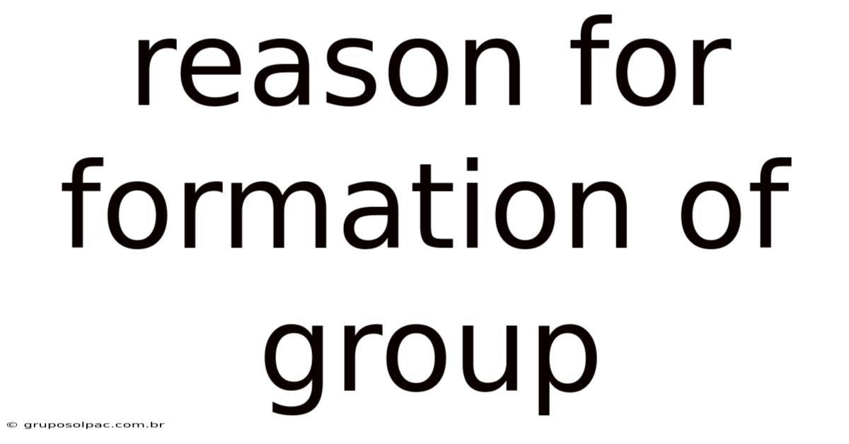 Reason For Formation Of Group