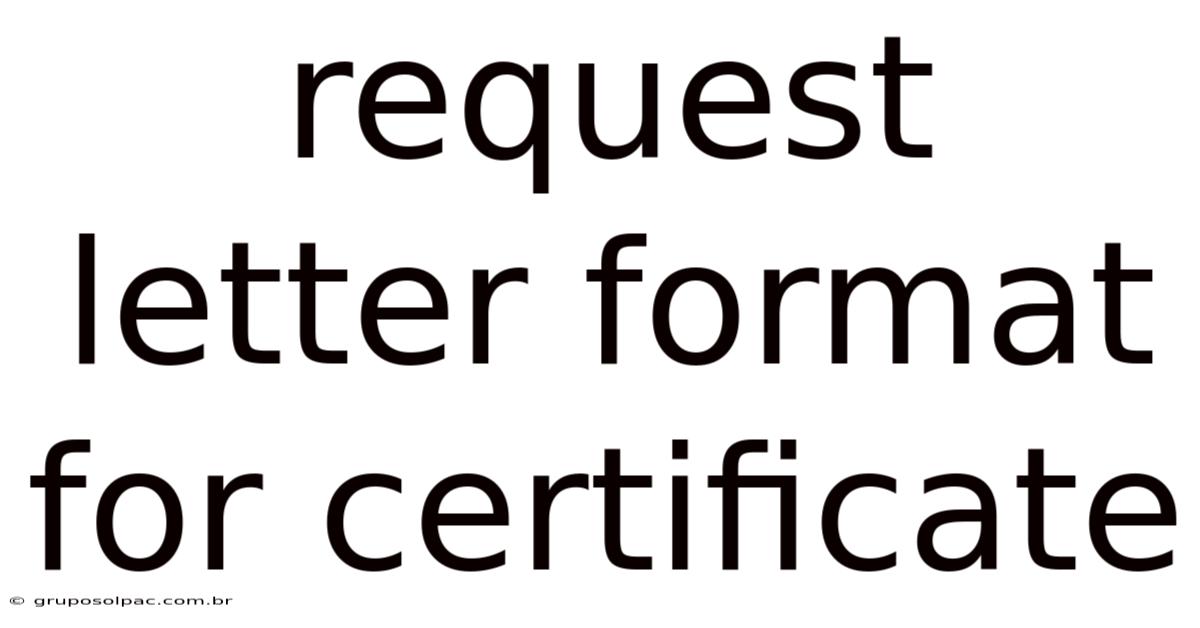 Request Letter Format For Certificate