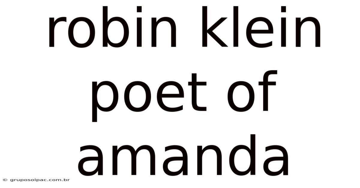 Robin Klein Poet Of Amanda