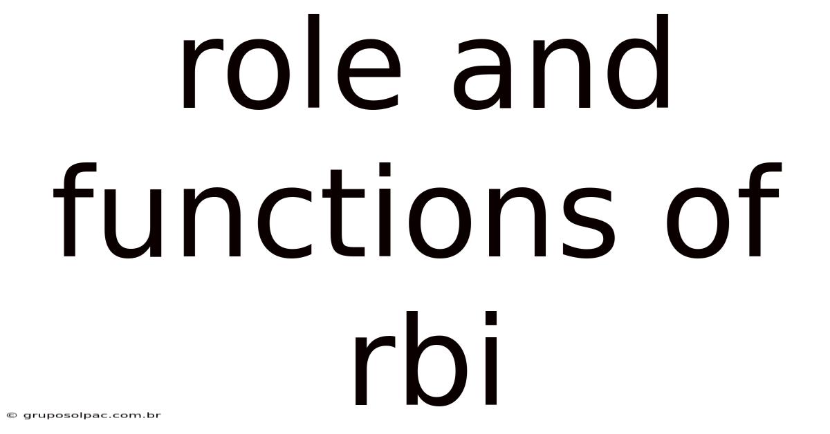 Role And Functions Of Rbi