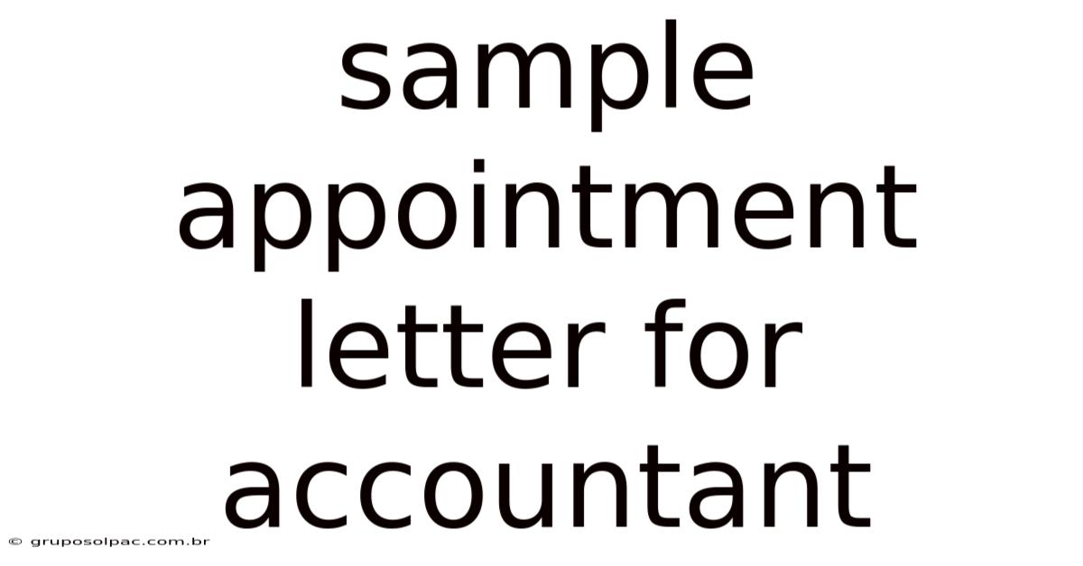 Sample Appointment Letter For Accountant