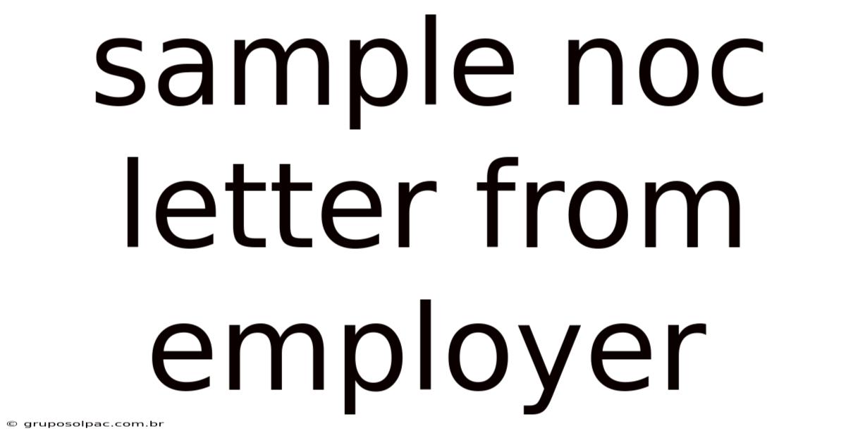 Sample Noc Letter From Employer