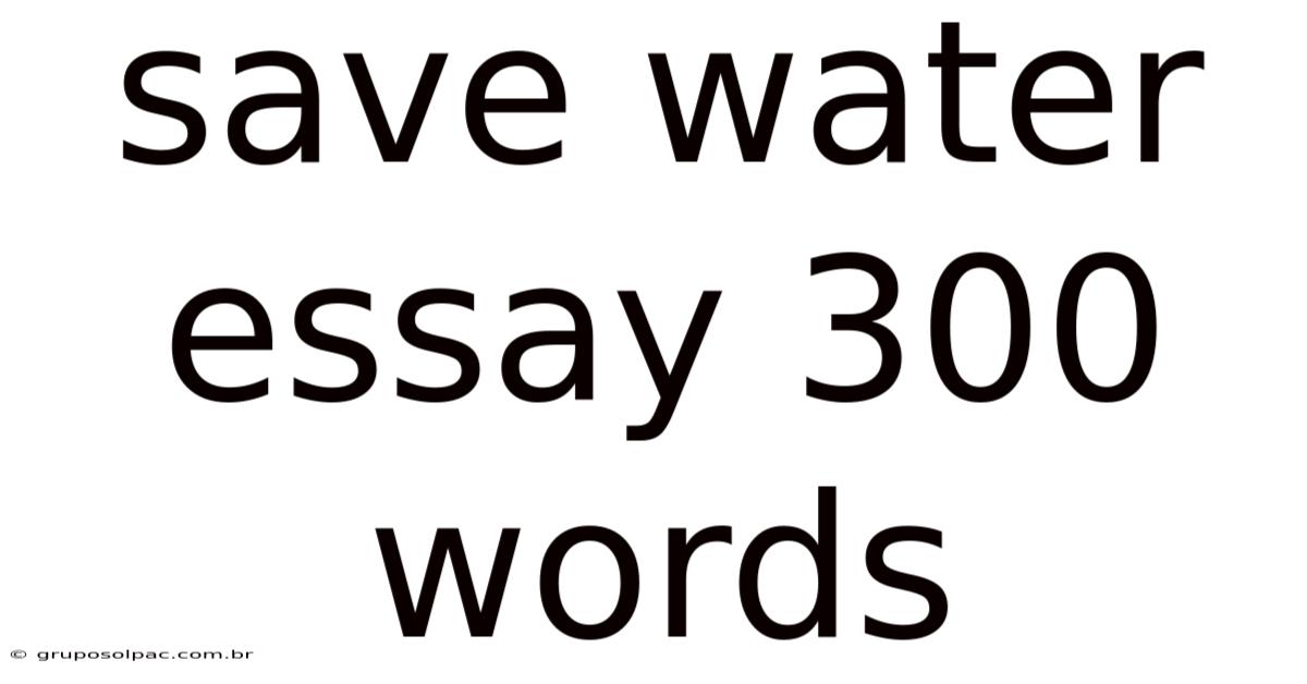 Save Water Essay 300 Words