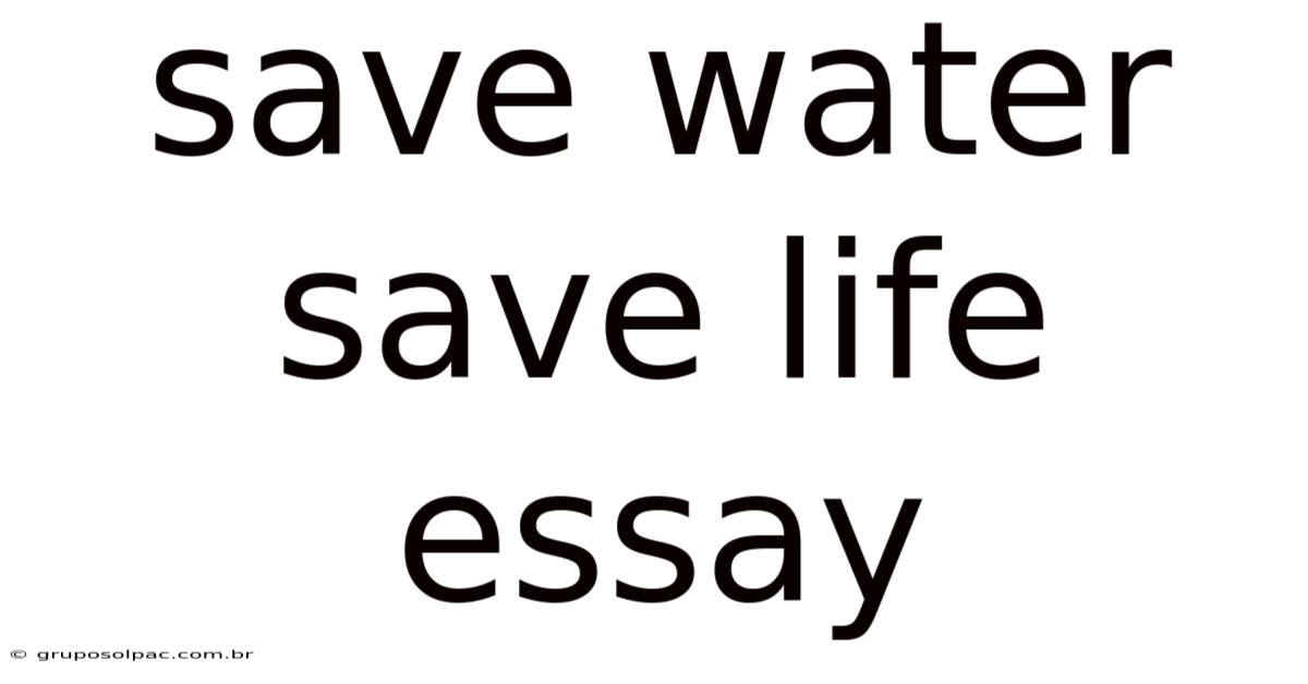Save Water Save Life Essay