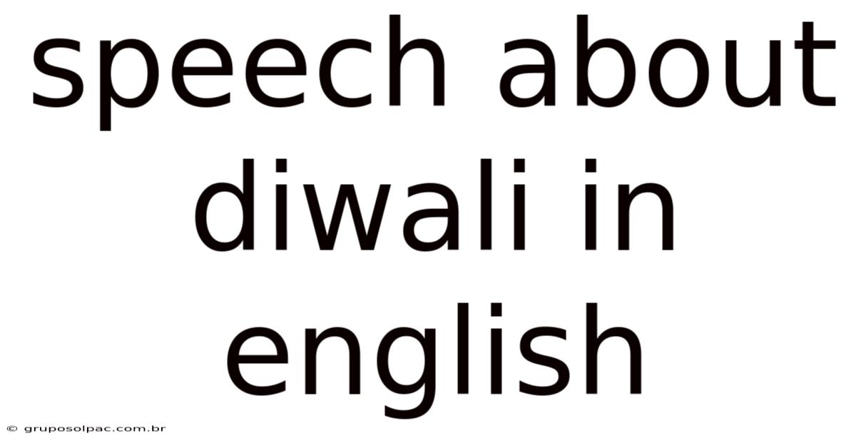 Speech About Diwali In English
