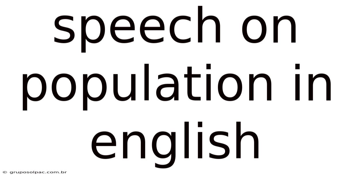 Speech On Population In English