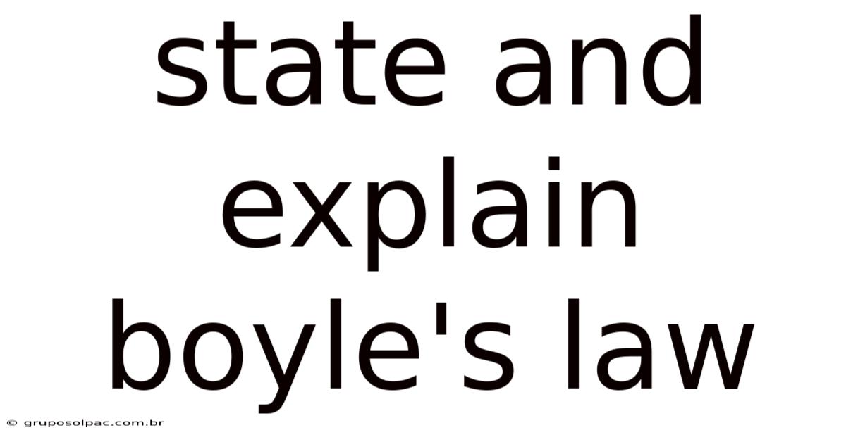 State And Explain Boyle's Law