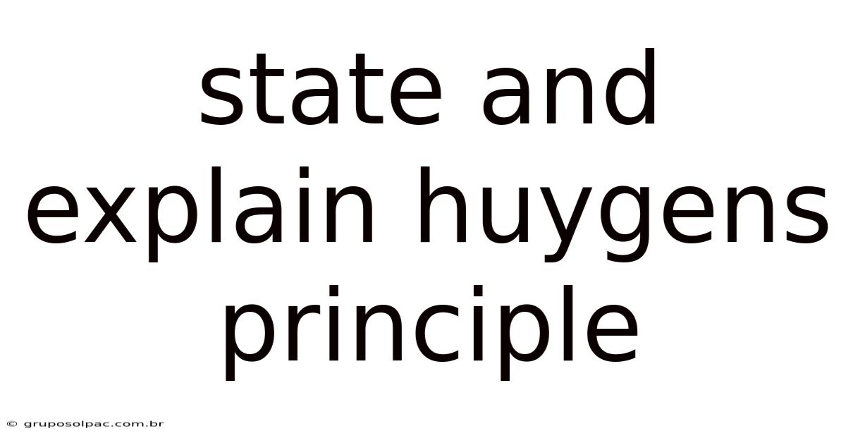 State And Explain Huygens Principle