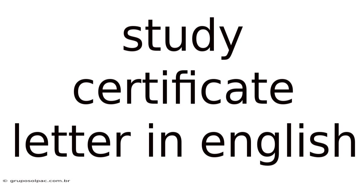 Study Certificate Letter In English
