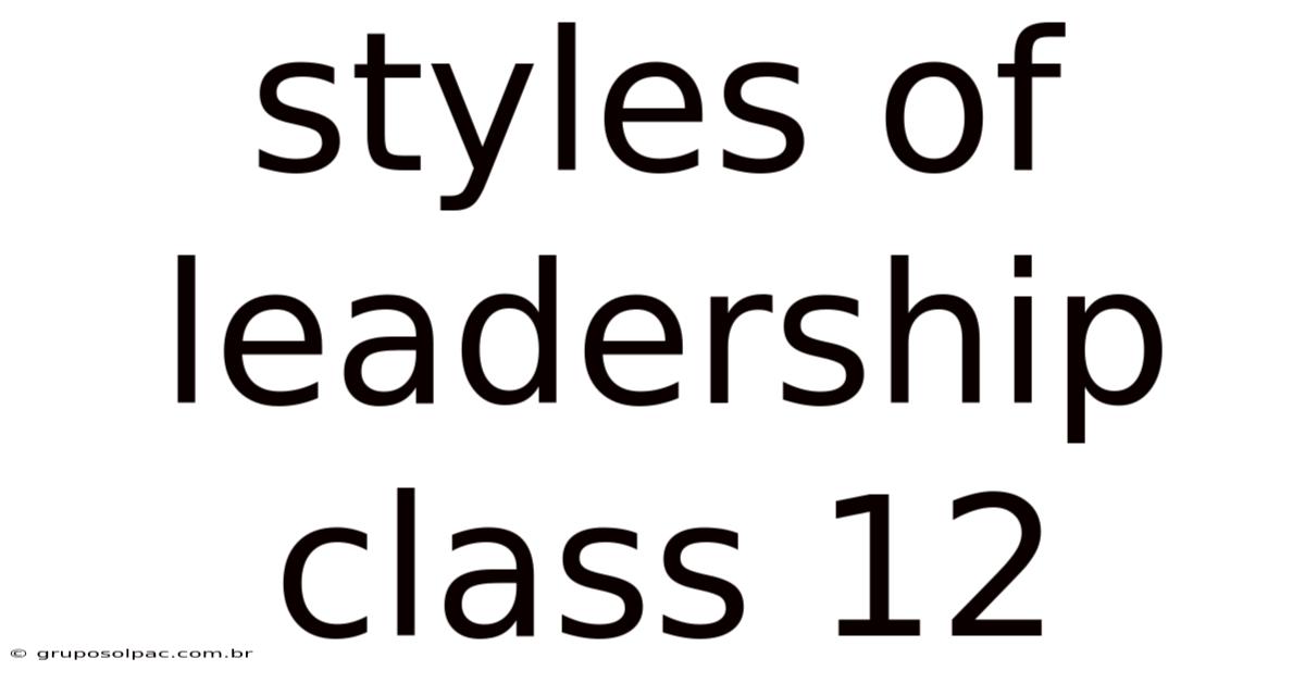 Styles Of Leadership Class 12