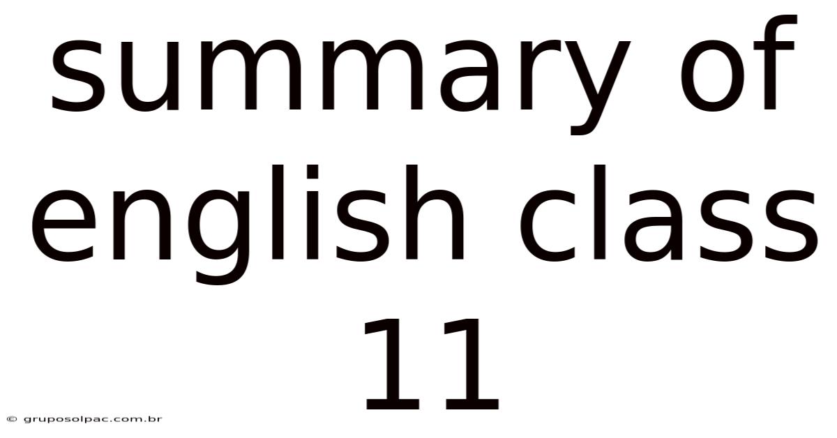 Summary Of English Class 11
