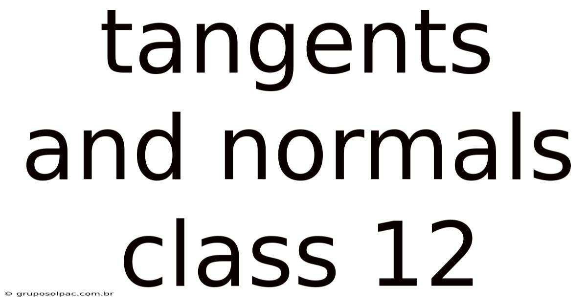 Tangents And Normals Class 12