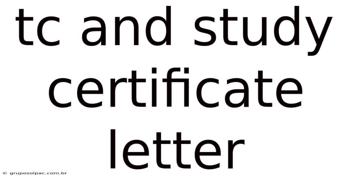 Tc And Study Certificate Letter