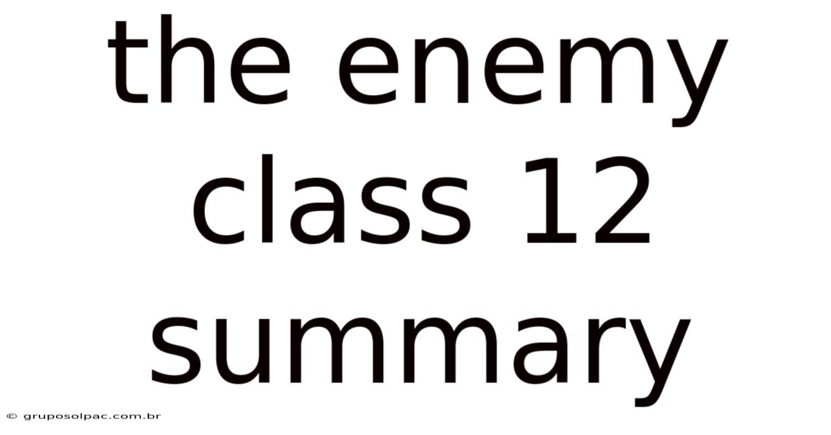 The Enemy Class 12 Summary