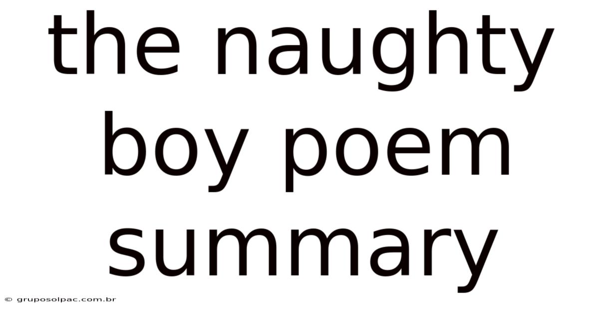 The Naughty Boy Poem Summary