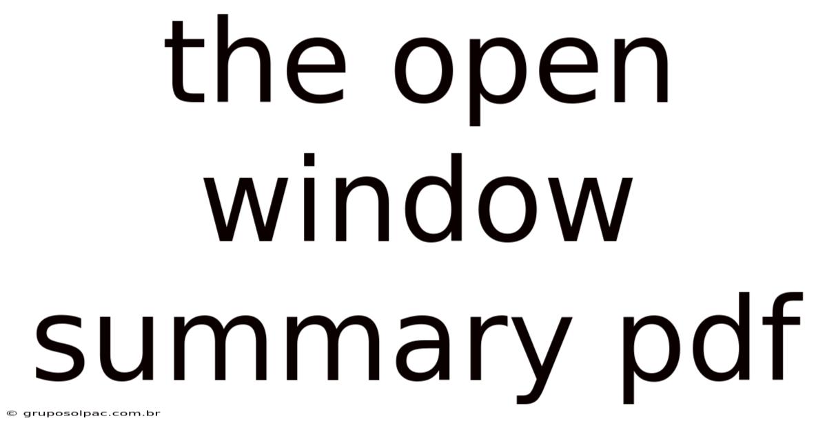 The Open Window Summary Pdf