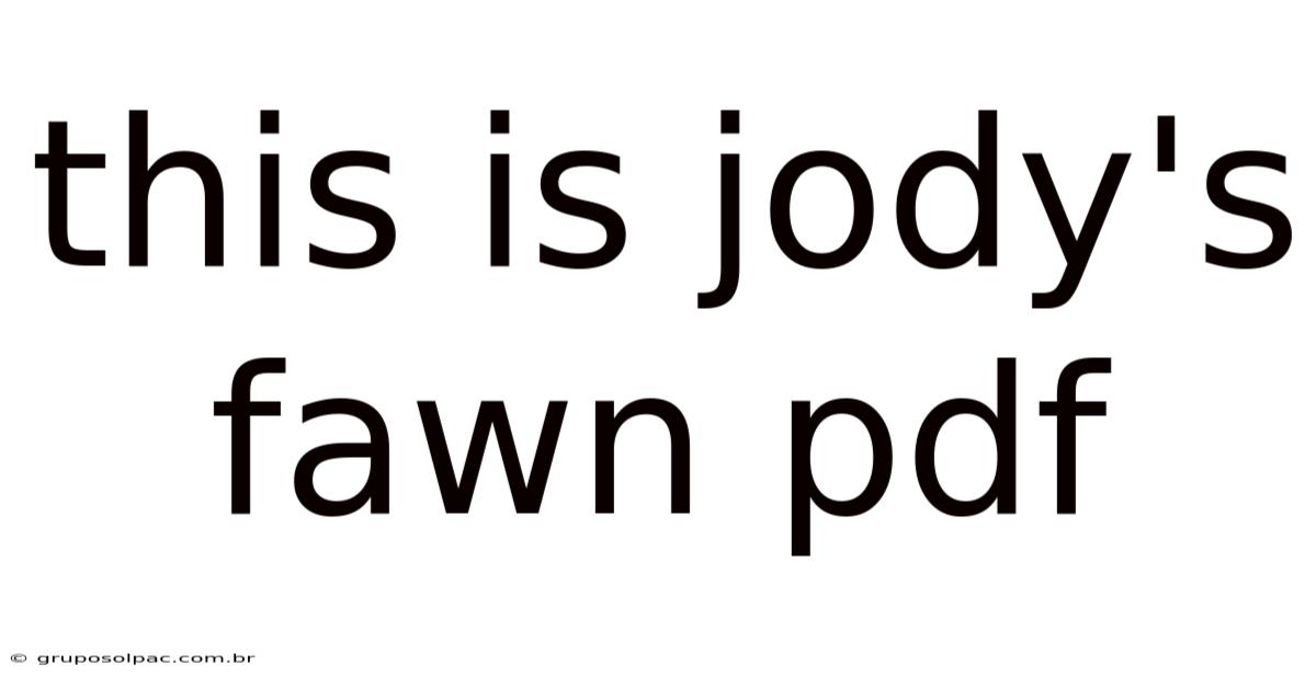 This Is Jody's Fawn Pdf