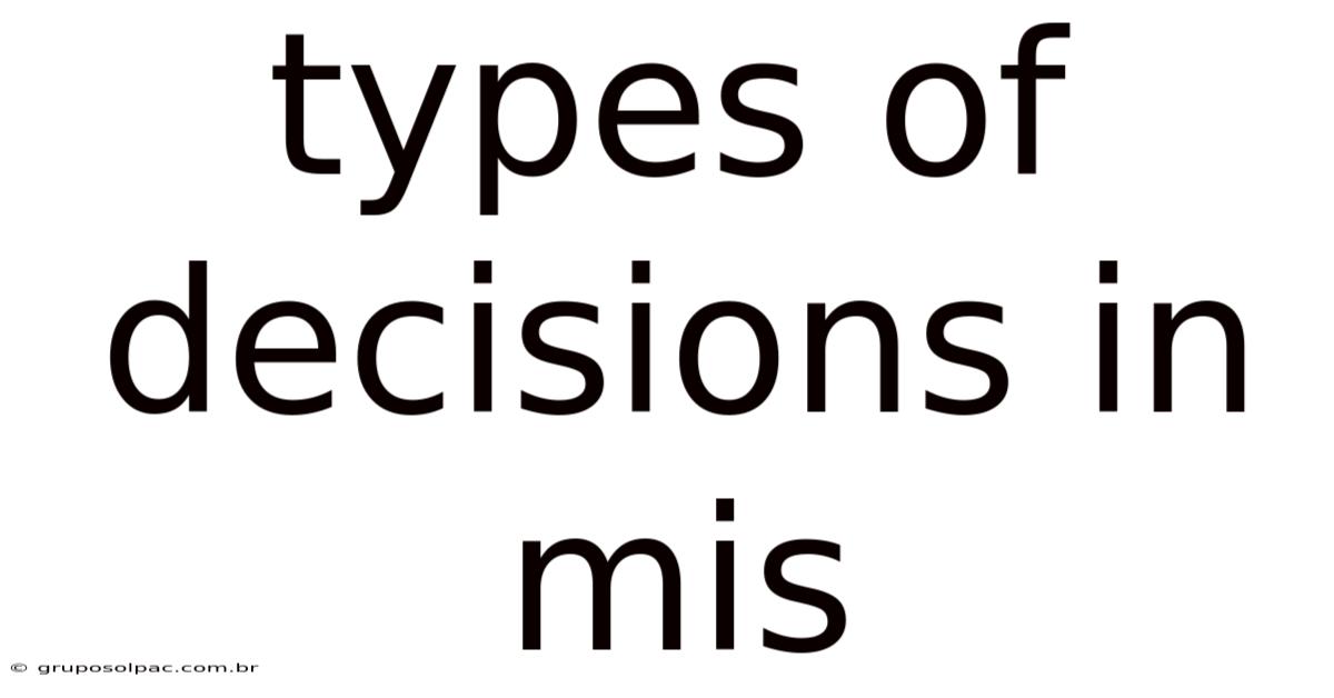 Types Of Decisions In Mis