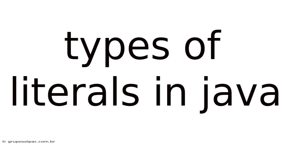 Types Of Literals In Java