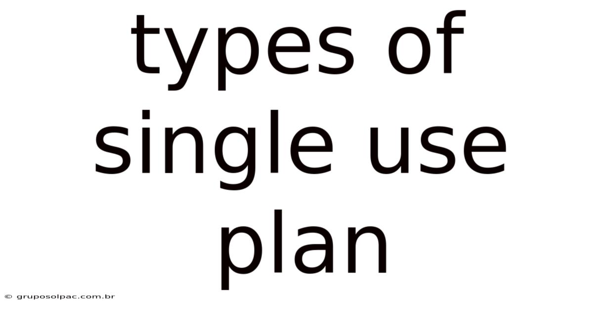 Types Of Single Use Plan