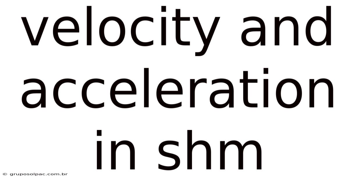 Velocity And Acceleration In Shm