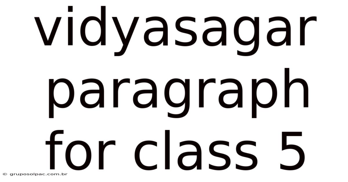 Vidyasagar Paragraph For Class 5