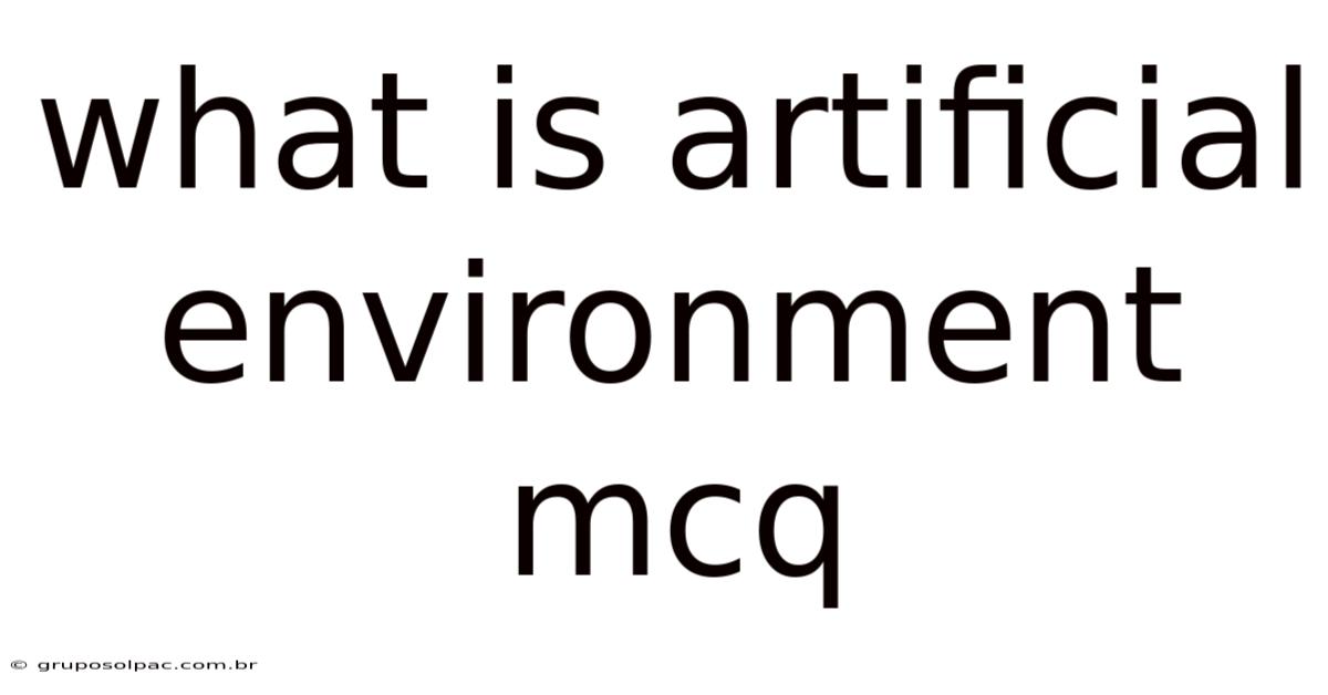 What Is Artificial Environment Mcq