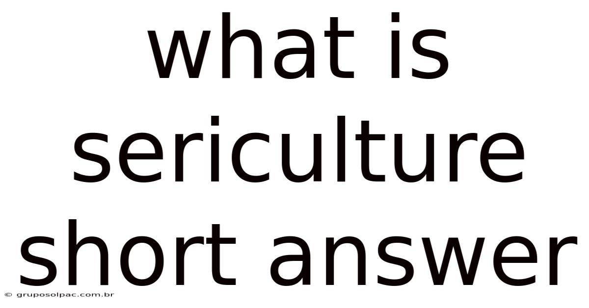 What Is Sericulture Short Answer