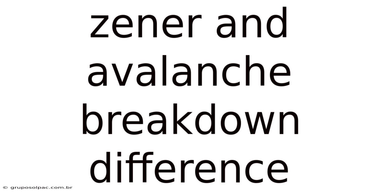 Zener And Avalanche Breakdown Difference